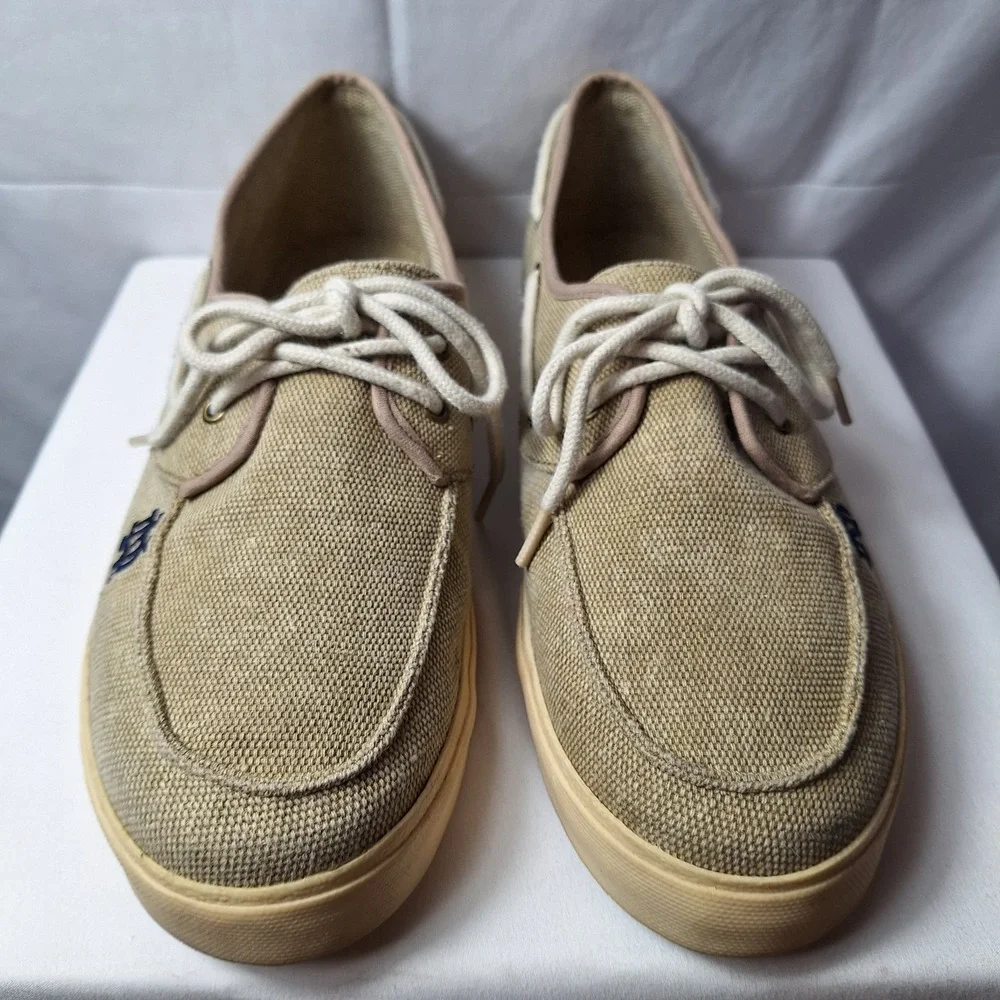 PRIMUS Notre Dame Fighting Irish Canvas Boat Deck Shoes Sz 12 Beige Blue Logo